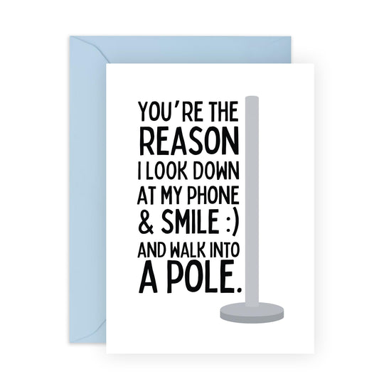 Boyfriend Birthday Card - Look Down At My Phone & Smile - Anniversary Card For Him Her - Valentine's Day Card For Husband Wife Girlfriend - Gifts For Partner - Comes With Stickers - By Central 23
