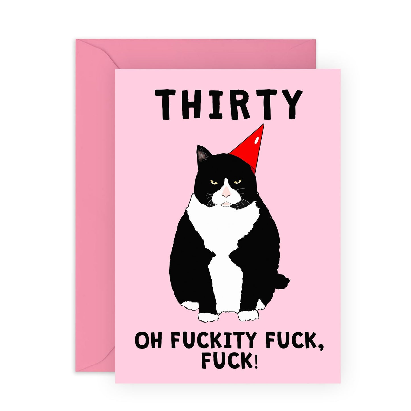 30th Birthday Card For Men Women - Thirty Grumpy Cat - Wife Husband Birthday Greeting Card - Happy Thirtieth Birthday Cards For Male Female Friends - Comes With Fun Stickers - By Central 23
