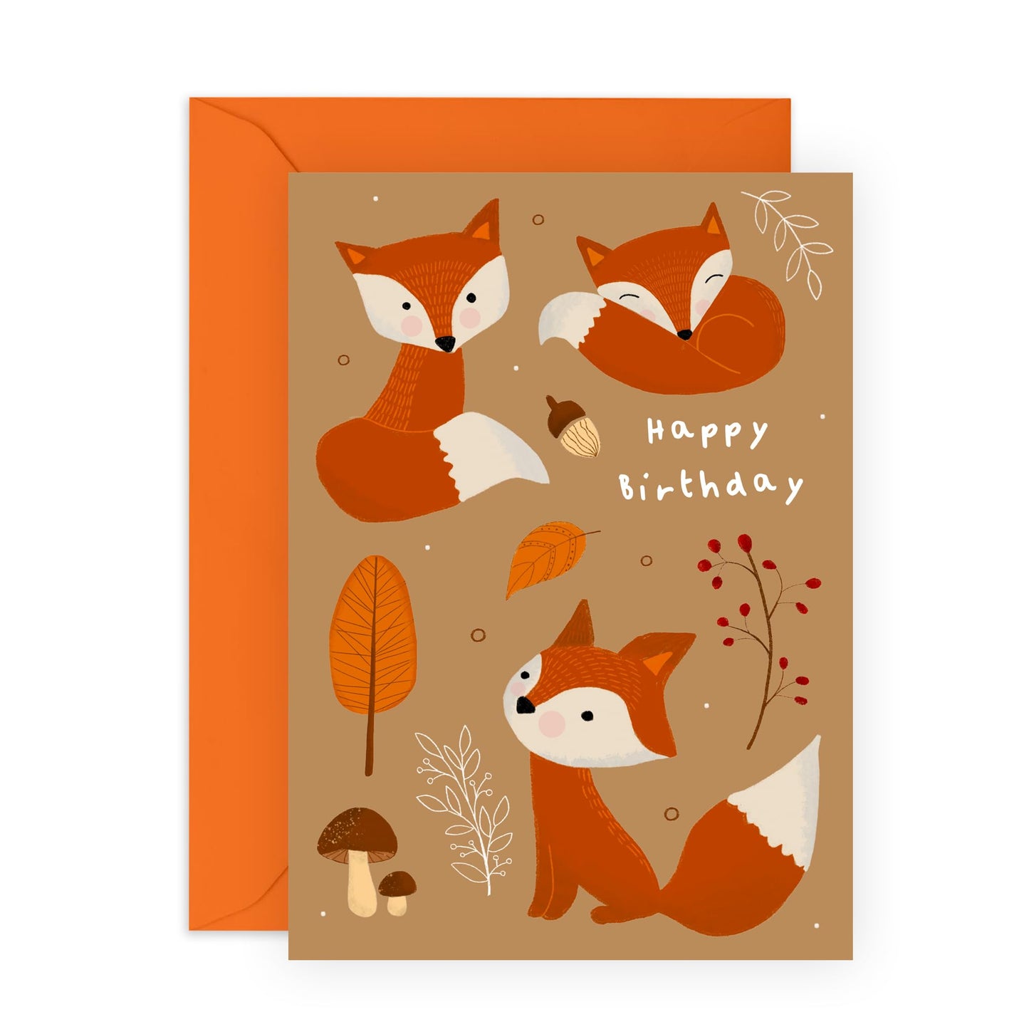 Birthday Cards For Son Daughter - Fox Acorn Autumn - Brown Birthday Cards For Women Men Him Her - Cute Animals - Gifts For Girl Boy Kids - Comes With Fun Stickers By Central 23