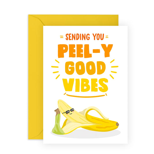 Anniversary Cards For Him Her - Peel-y Good Vibes Banana - Valentines Card For Boyfriend Girlfriend - Wife Husband - Sweet Greeting Cards For Mum Dad - Comes With Stickers - By Central 23