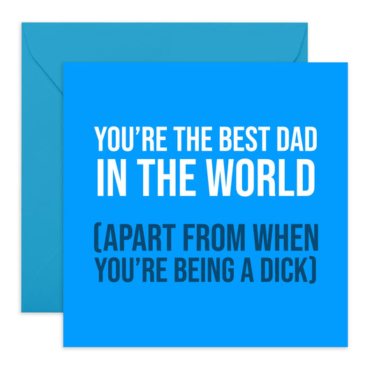 Hilarious Funny Dad Card - 'Best Dad In The World' - Perfect Father’s Day from Daughter, Son, Baby, or Wife - Ideal for Birthday and Special Occasions - Includes Envelope and Stickers by Central 23
