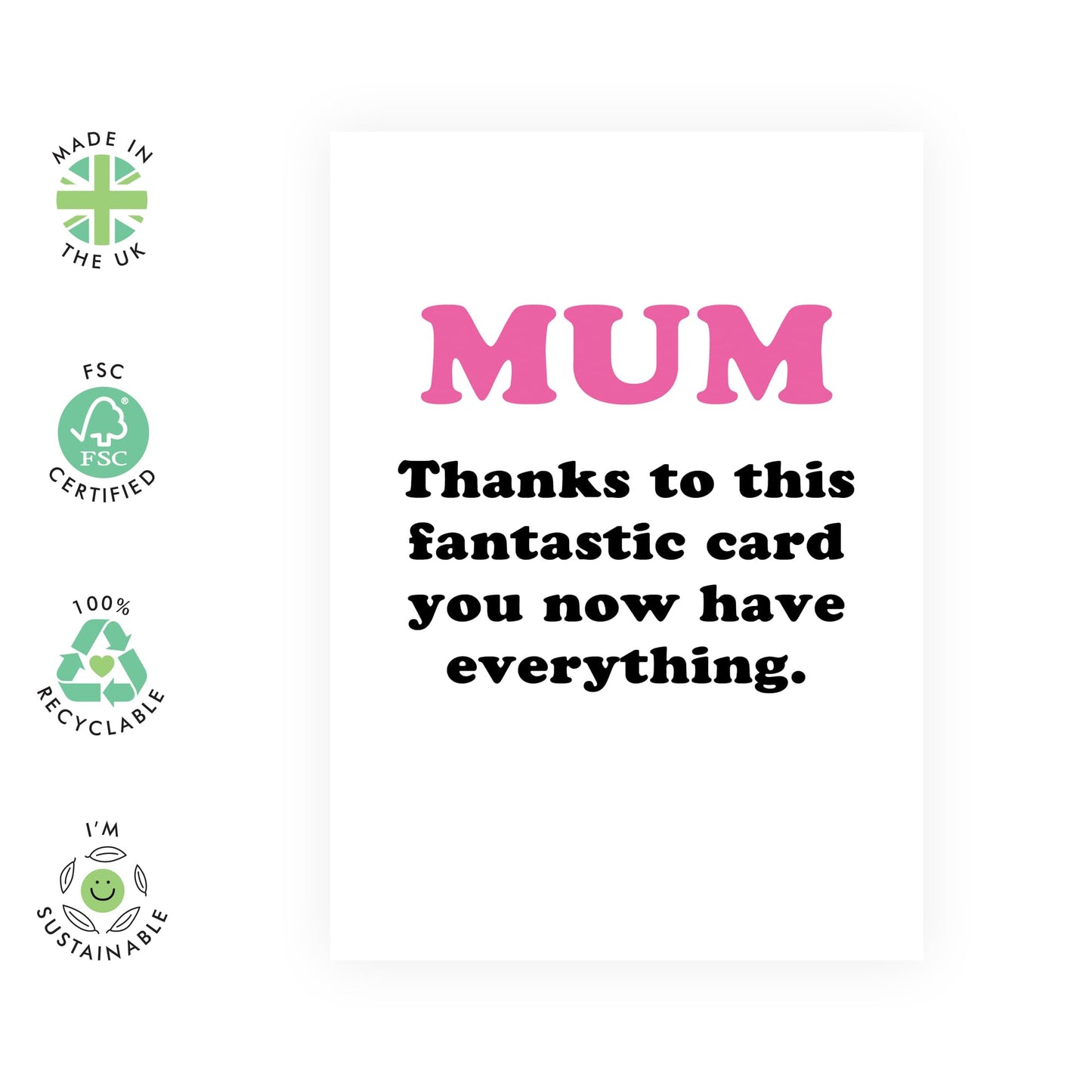 Birthday Cards For Mum Funny Sarcastic - Mum Thanks To This Card You Have Everything - Happy Mothers Day Card For Women Mama Mummy - Mum's Day Gifts For Her- Comes With Fun Stickers By Central 23
