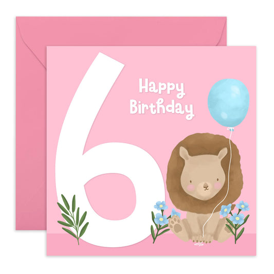 Girl Birthday Card Sixth Bday - Cute Animals Elephant Sixth Bday - 6th Birthday Card For Kids - Six Year Old Gifts For Toddler Niece Granddaughter - Comes With Fun Stickers - By Central 23