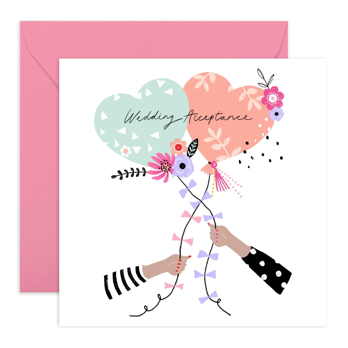 Wedding Acceptance Card From Groom Bride - Wedding Acceptance Balloons - Wedding Invitations For Entourage - Rsvp Reply Card For Bridesmaid Groomsman Guests - Comes With Fun Stickers By Central 23