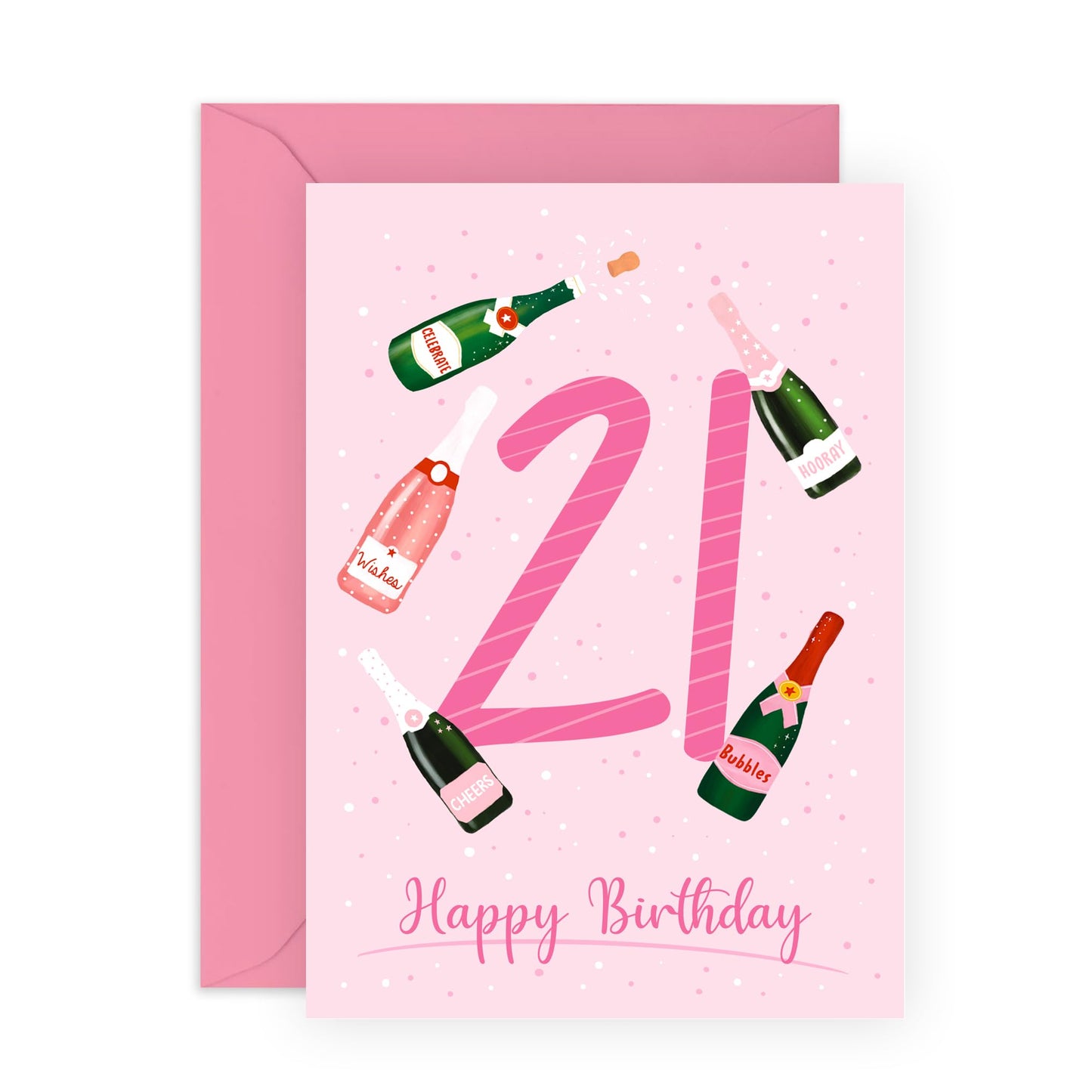 21st Birthday Card For Her - Prosecco Birthday Age 21 - Wine Birthday Card - Women Sister - Happy Twenty-first Birthday Card - Daughter Niece - Women Friends - Comes With Fun Stickers - By Central 23