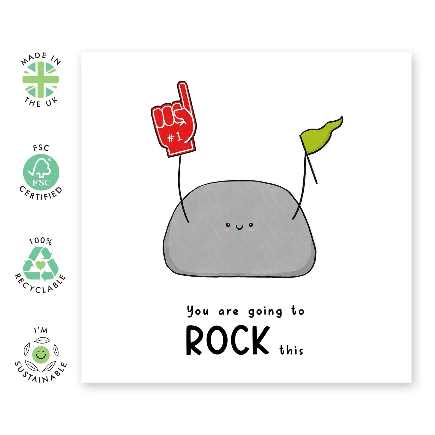 Good Luck Card For Men Women - You Are Going To Rock This - Cute Encouragement Cards For Friends - Goodluck Greeting Card For Exam Studies Game New Job - Comes With Stickers - By Central 23