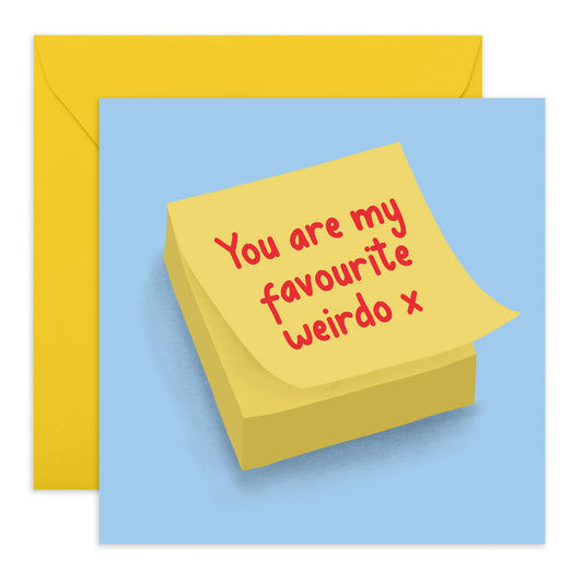 Funny Birthday Card For Men - Favourite Weirdo - Humorous Birthday Cards For Best Friend Boyfriend Husband Brother - Anniversary Card Valentines Day - Comes With Stickers - By Central 23