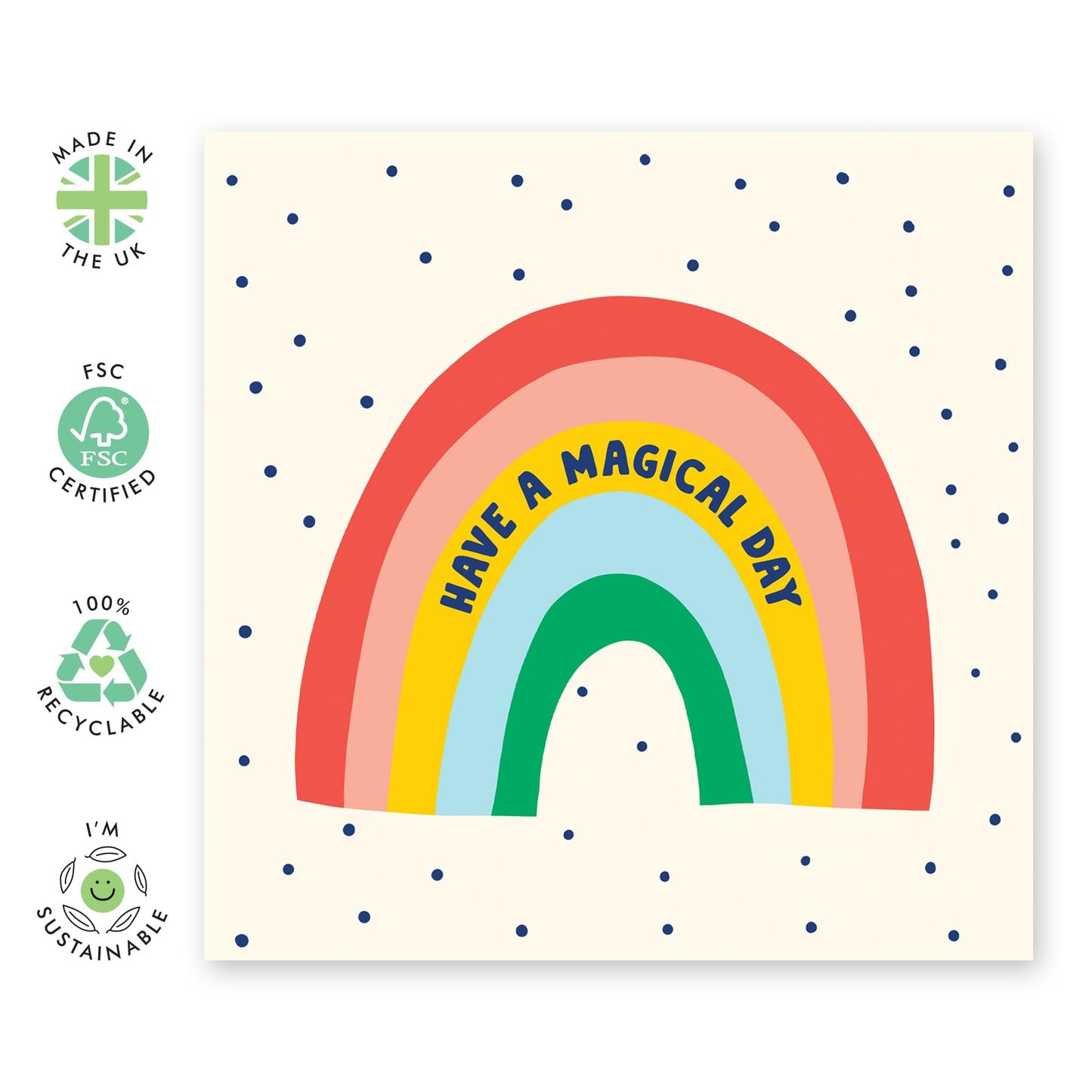 Happy Birthday Card - Have A Magical Day - Rainbow - Cute Greeting Cards For Son Daughter Nephew Niece - Granddaughter Birthday Card For Girls And Boys - Comes With Stickers By Central