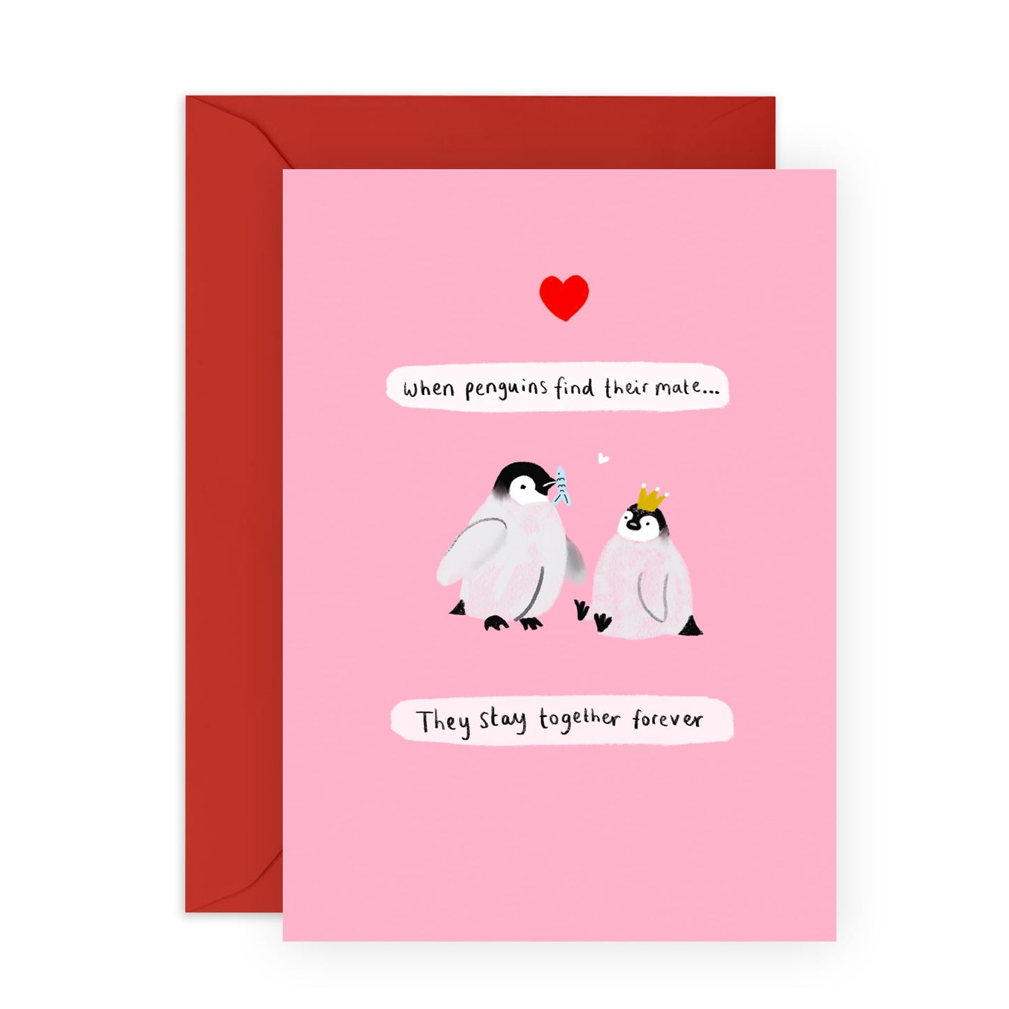 Adorable Greeting Card - 'PENGUIN COUPLE FOREVER' - Perfect for Celebrating Eternal Love with a Cute Twist - Ideal for Couples Who Cherish Sweet & Playful Messages - Comes With Stickers By Central 23