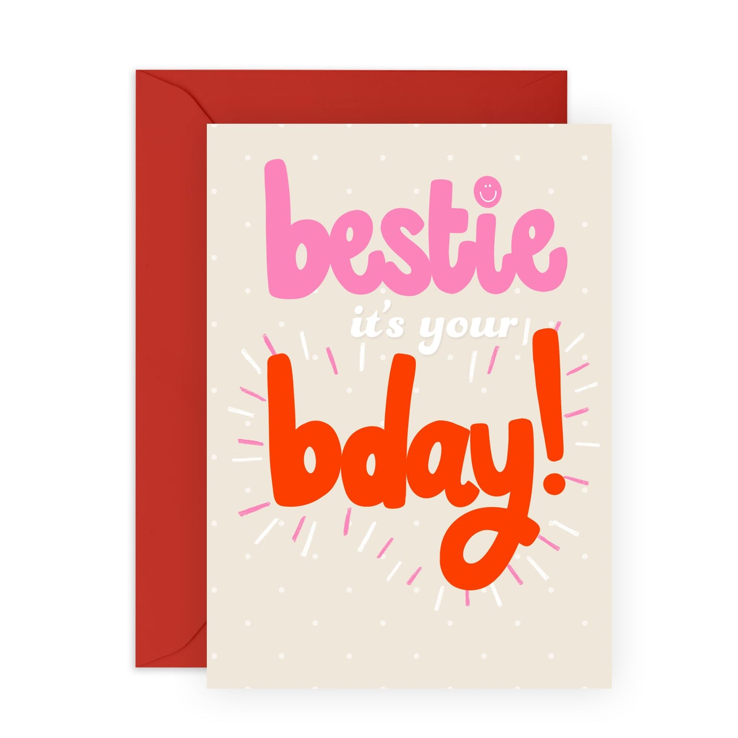Best Friend Birthday Card - Bestie It's Your Bday Pink - Birthday Cards For Women - Birthday Bestie - Bff Friend Birthday Gifts - Sweet Bday Greeting Cards For Her - Comes With Stickers By Central 23