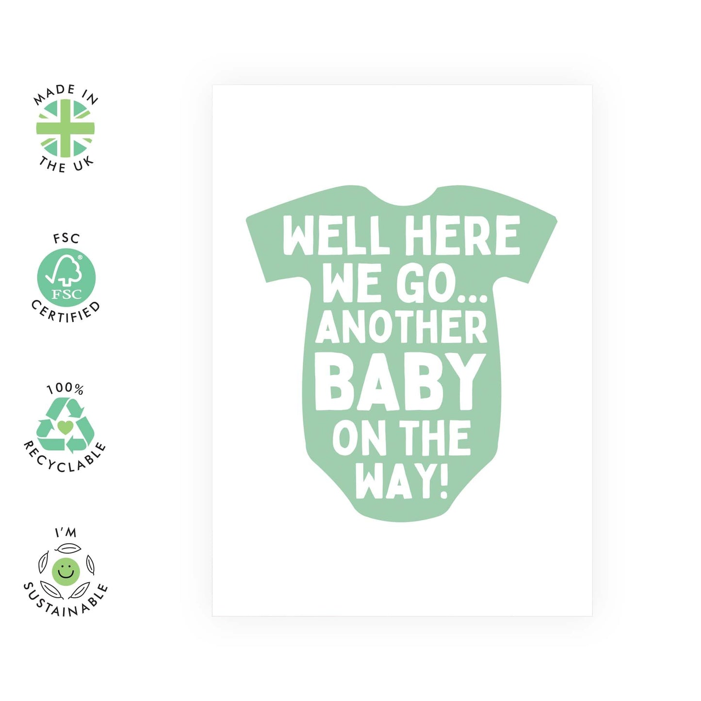 Funny Baby Shower Card - 'WELL, HERE WE GO, ANOTHER BABY ON THE WAY' - Perfect for Celebrating Growing Families with Humor - Ideal for Friends and Family Expecting - Comes With Stickers By Central 23