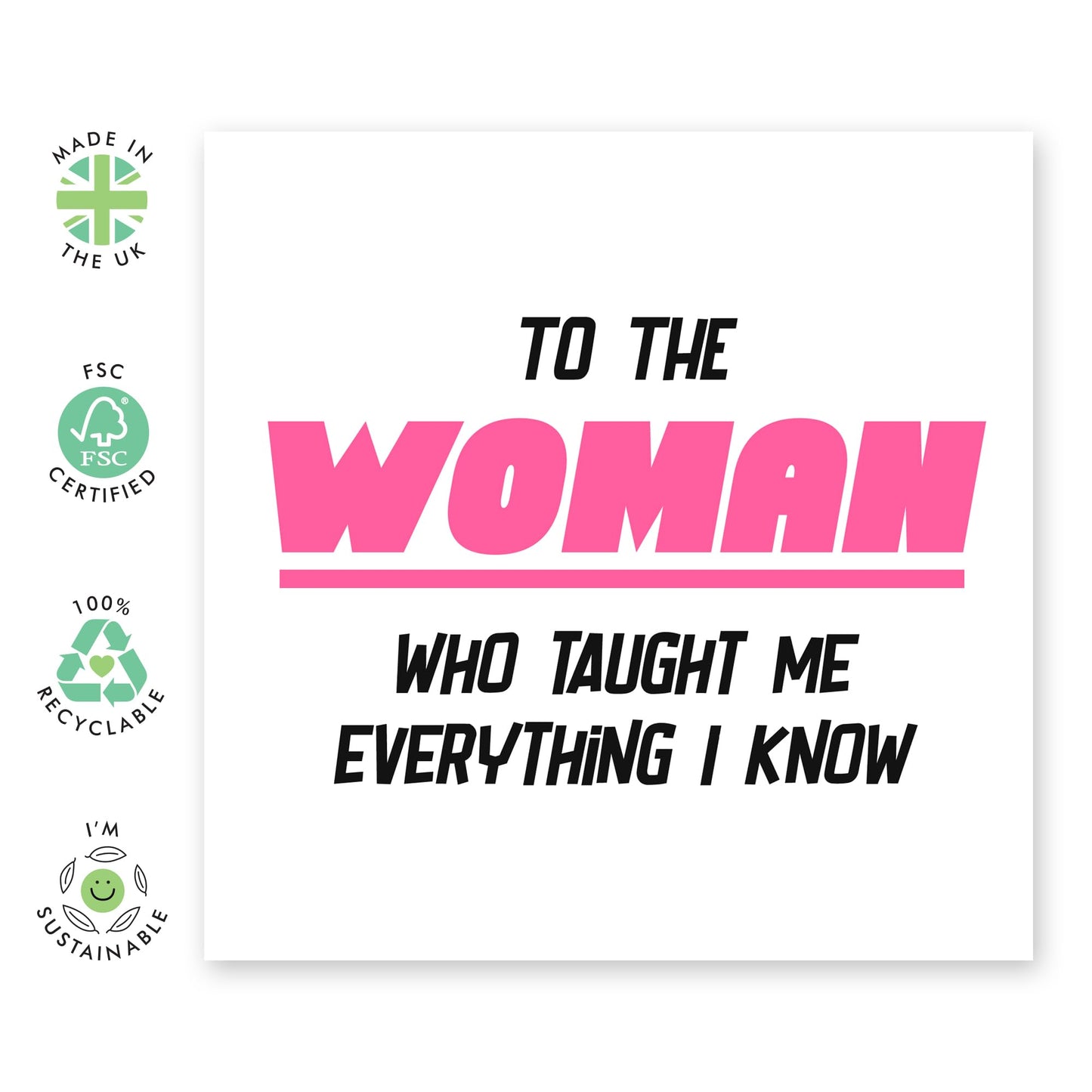 Appreciating Mum Birthday Card From Daughter Son - Woman Who Taught Me Everything - Mother's Day Thank You Card for Mama, Mummy, Her- Sweet Greetings for Women Ladies Family - Comes With Stickers