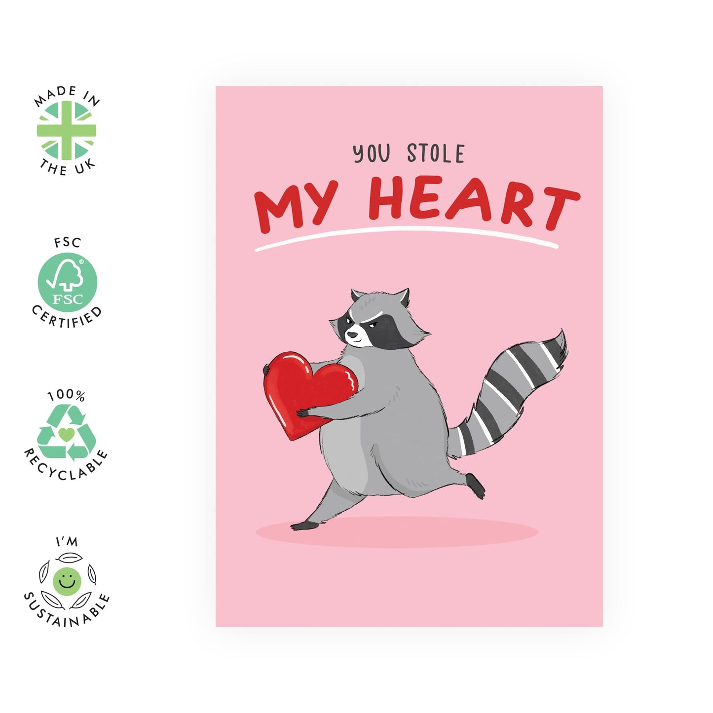 Anniversary Card For Couple Girlfriend Boyfriend - Love Raccoon - Sweet Valentines Day Cards For Husband Wife - You Are Loved Cards - Cheesy Cards For Fiance - Comes With Fun Stickers - By Central 23