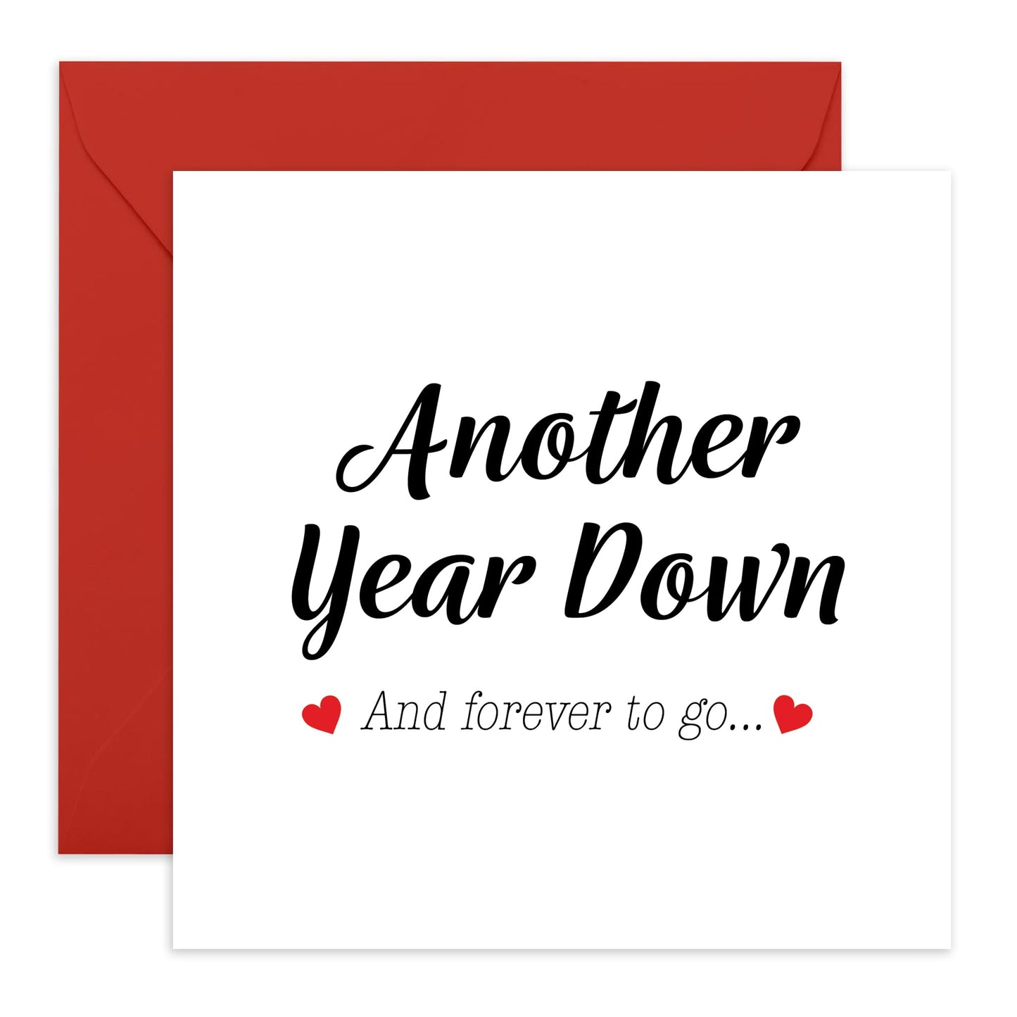 Husband Anniversary Card - Another Year Down, Forever To Go - Wife Anniversary Card - Sweet Love Card For Couple Partner - I Love You Gifts For Him Her - Comes With Stickers By Central 23