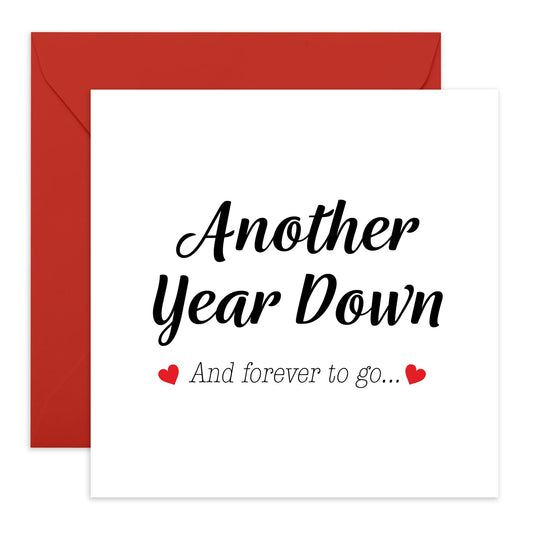 Husband Anniversary Card - Another Year Down, Forever To Go - Wife Anniversary Card - Sweet Love Card For Couple Partner - I Love You Gifts For Him Her - Comes With Stickers By Central 23
