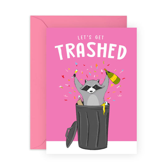 Birthday Cards For Her - Let's Get Trashed Raccoon - Birthday Cards For Sister - Gift From Friend - Greeting Cards For Mum Mummy - Auntie - Friend- Comes With Stickers - By Central 23