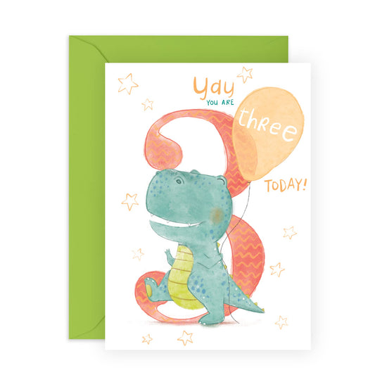 3rd Birthday Card For Boys - Happy Third Birthday Cards For Kids - For Son Nephew Godson - Baby Milestone Age Three - Gifts For Grandson - Comes With Fun Stickers - By Central 23