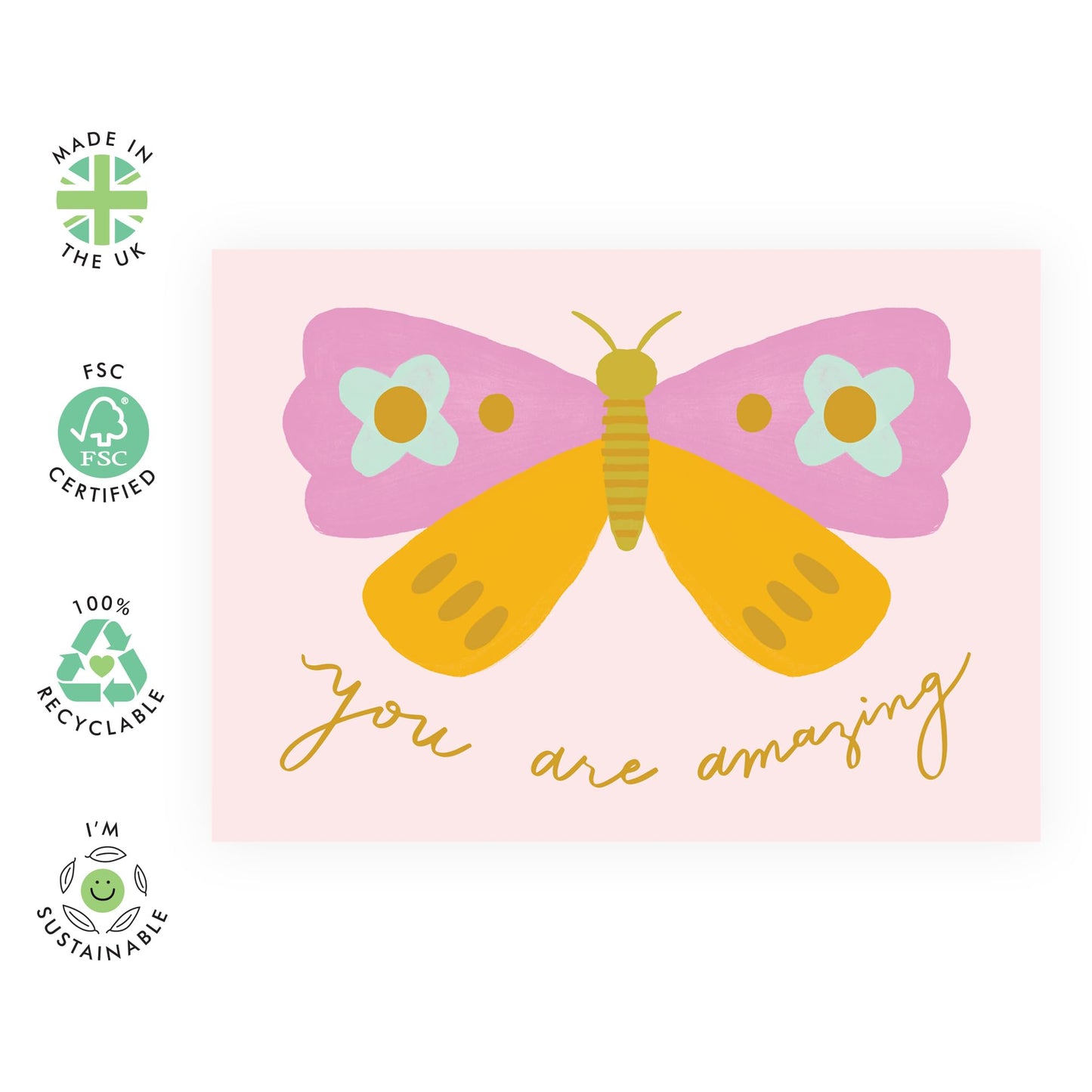 Pretty Birthday Cards For Women - You Are Amazing Butterfly - Cute Appreciation Cards For Mum Sister Wife - Friendship Gifts - Thank You Cards For Her - Comes With Stickers - By Central 23