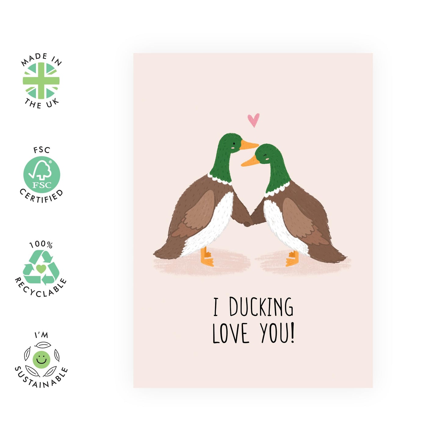 I Love You Card For Girlfriend - I Ducking Love You - Romantic Valentines Day Card For Him Boyfriend Partner - Anniversary Card For Husband Wife - Comes With Stickers By Central 23