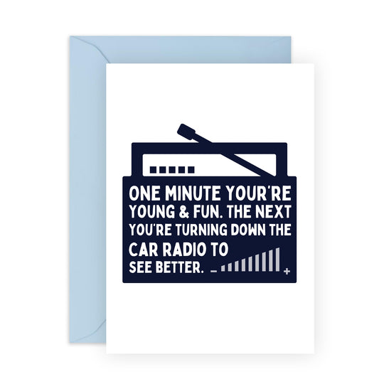 Hilarious Birthday Cards For Mum - Turn Down Car Radio To See Better - Husband Birthday Card - Wife Birthday Cards - Funny Greeting Cards And Envelopes For Dad - Comes With Fun Stickers By Central 23