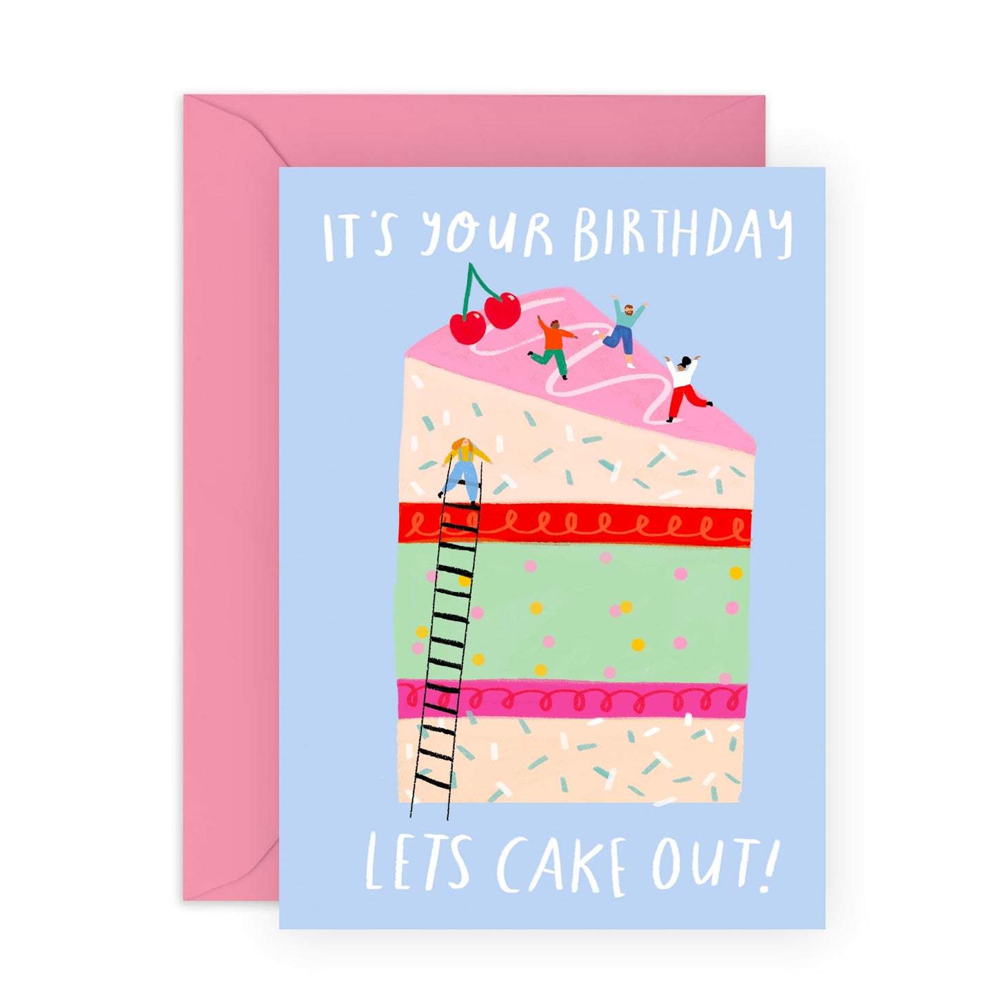 Festive Greeting Card - 'BIRTHDAY CAKE OUT' - Ideal for Celebrating Birthdays with a Fun and Playful Twist - Perfect for Adding a Touch of Joy to Your Special Day - Comes with Stickers by Central 23