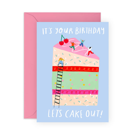Festive Greeting Card - 'BIRTHDAY CAKE OUT' - Ideal for Celebrating Birthdays with a Fun and Playful Twist - Perfect for Adding a Touch of Joy to Your Special Day - Comes with Stickers by Central 23