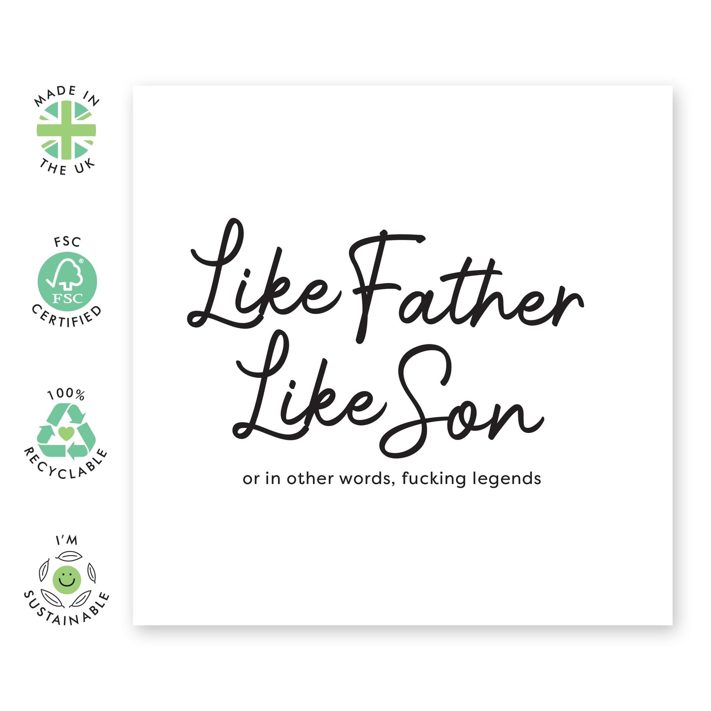 Dad Birthday Card from Son - Like Father Like Son - Funny Fathers Day Card For Men Papa Pop Daddy - Thank You Cards, I Love You Dad Card - Gift For Him - Comes With Stickers By Central 23