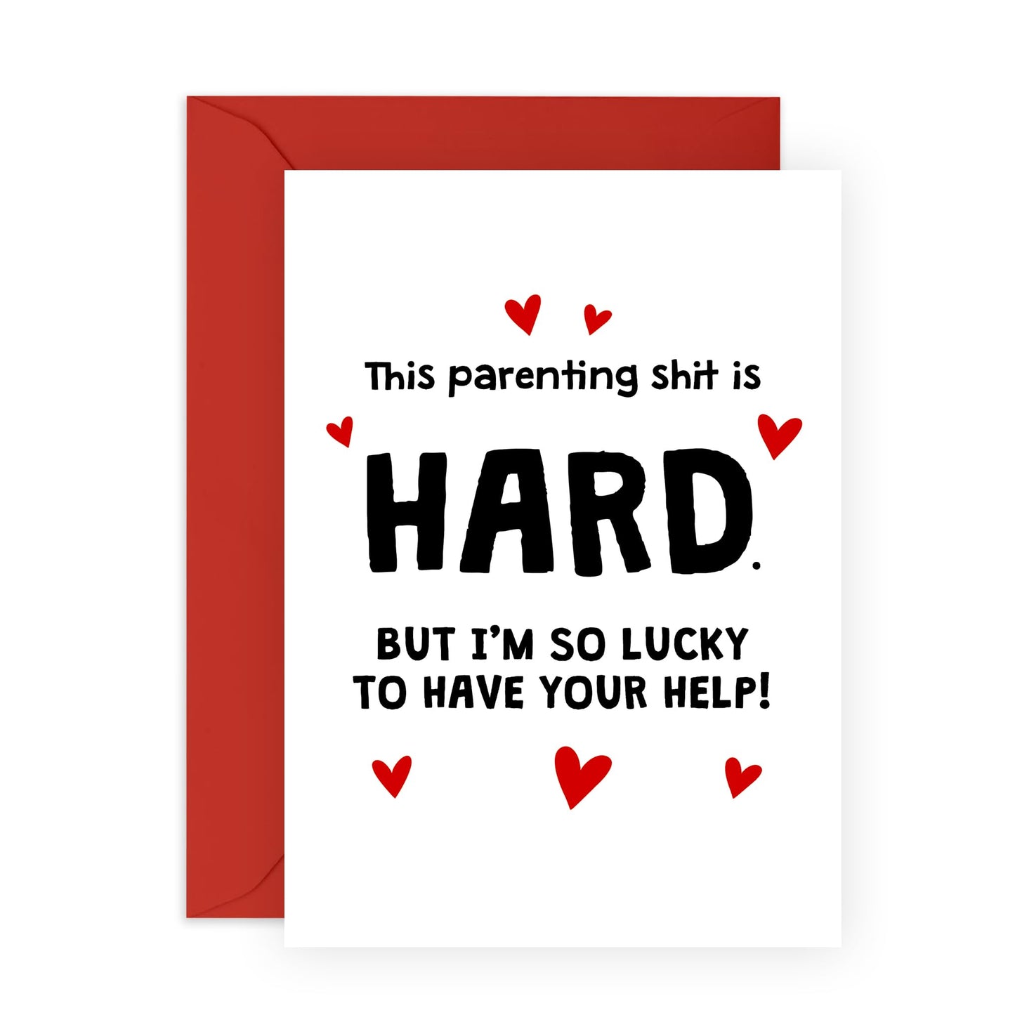 Funny Anniversary Cards For Wife Husband - Parenting is Hard - Hilarious Gifts for Her, Him, Partner, Spouse, Other Half, Babe, Family- Fathers Day or Mothers Day Card Ideas - Comes With Stickers