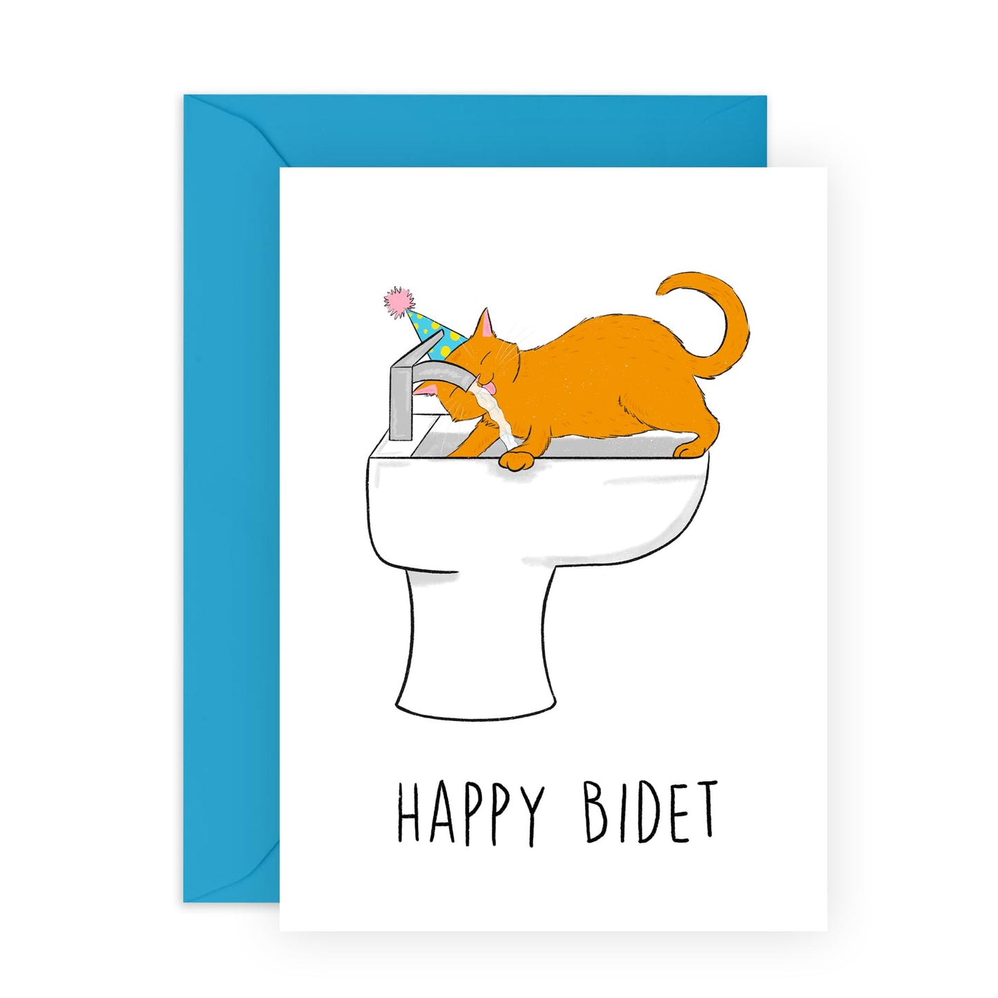 Cat Birthday Card - Happy Bidet Cat - Hilarious Birthday Cards For Women And Men - Gifts For Cat Mum And Dad - Gift For Fur Parents Cat Mum Or Dad - Comes With Stickers By Central 23