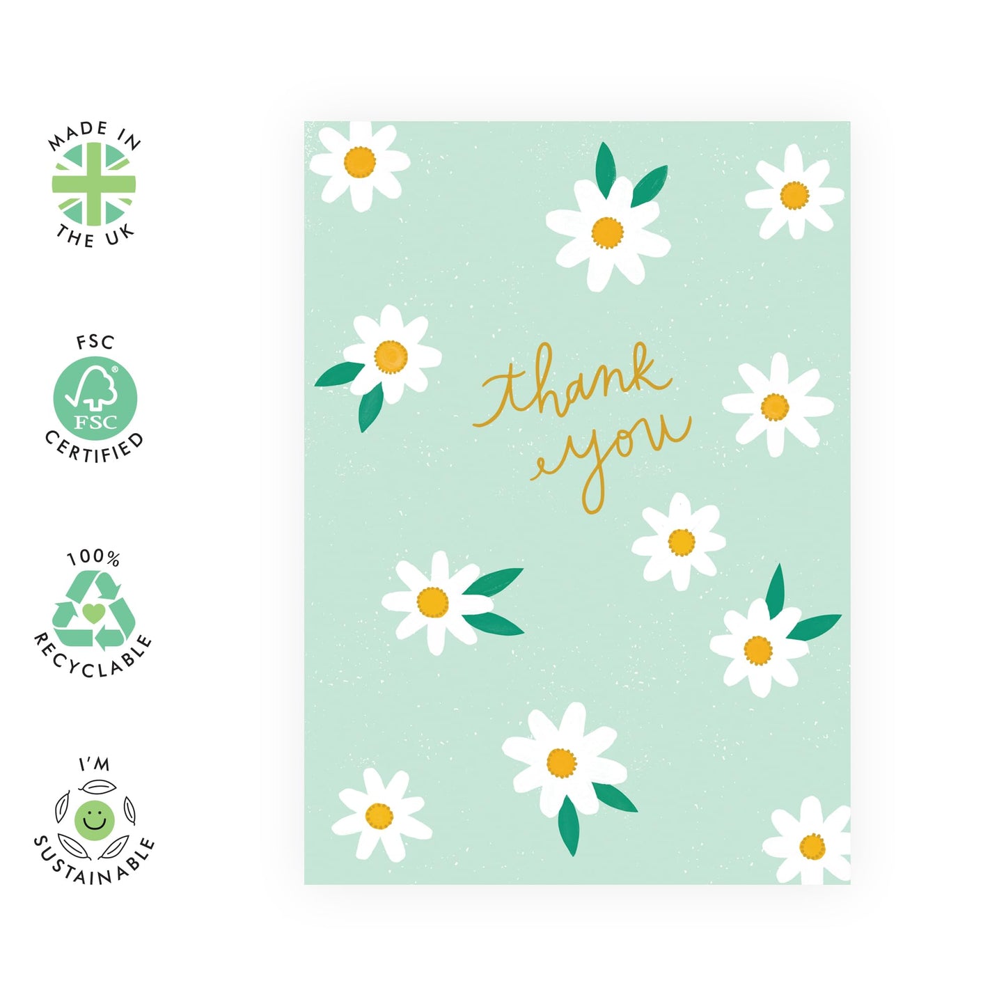 Floral Thank You Card For Her - Daisy - Pretty Appreciation Greeting Cards For Female Ladies Women - Flower Thank You Cards - Comes With Stickers - By Central 23