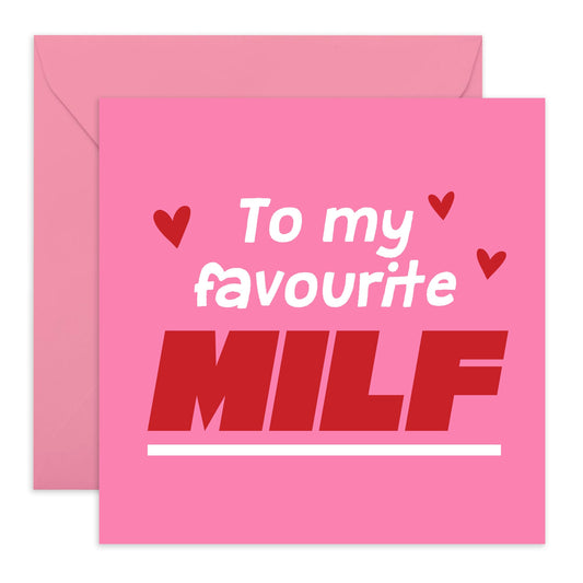 Wife Birthday Card - Favourite M*lf - Naughty Anniversary Card For Her - Funny Birthday Cards For Women - Valentines Card Wife - Comes With Stickers - By Central 23