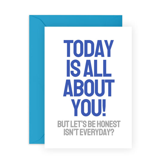 Brother Birthday Cards - Today Is All About You - Funny Greeting Cards For Men - For Dad Son Boyfriend - Husband Birthday Cards - Comes With Stickers And Envelope - By Central 23