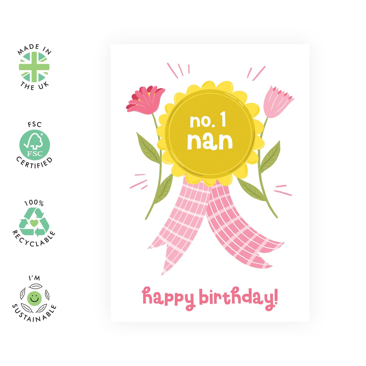 Nan Birthday Card - No.1 Birthday Nan - Bday Greeting Cards For Grandmother Grandma - From Husband Daughter Son - Bday Card From Granddaughter - Gifts For Her - Comes With Stickers By Central 23