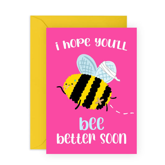 Healing Hugs Cards And Envelope - Hope You'll Bee Better Soon - Encouragement Cards For Men Women - Greeting Card - For Girl Friends - Speedy Recovery Him Her - Comes With Fun Stickers By Central 23