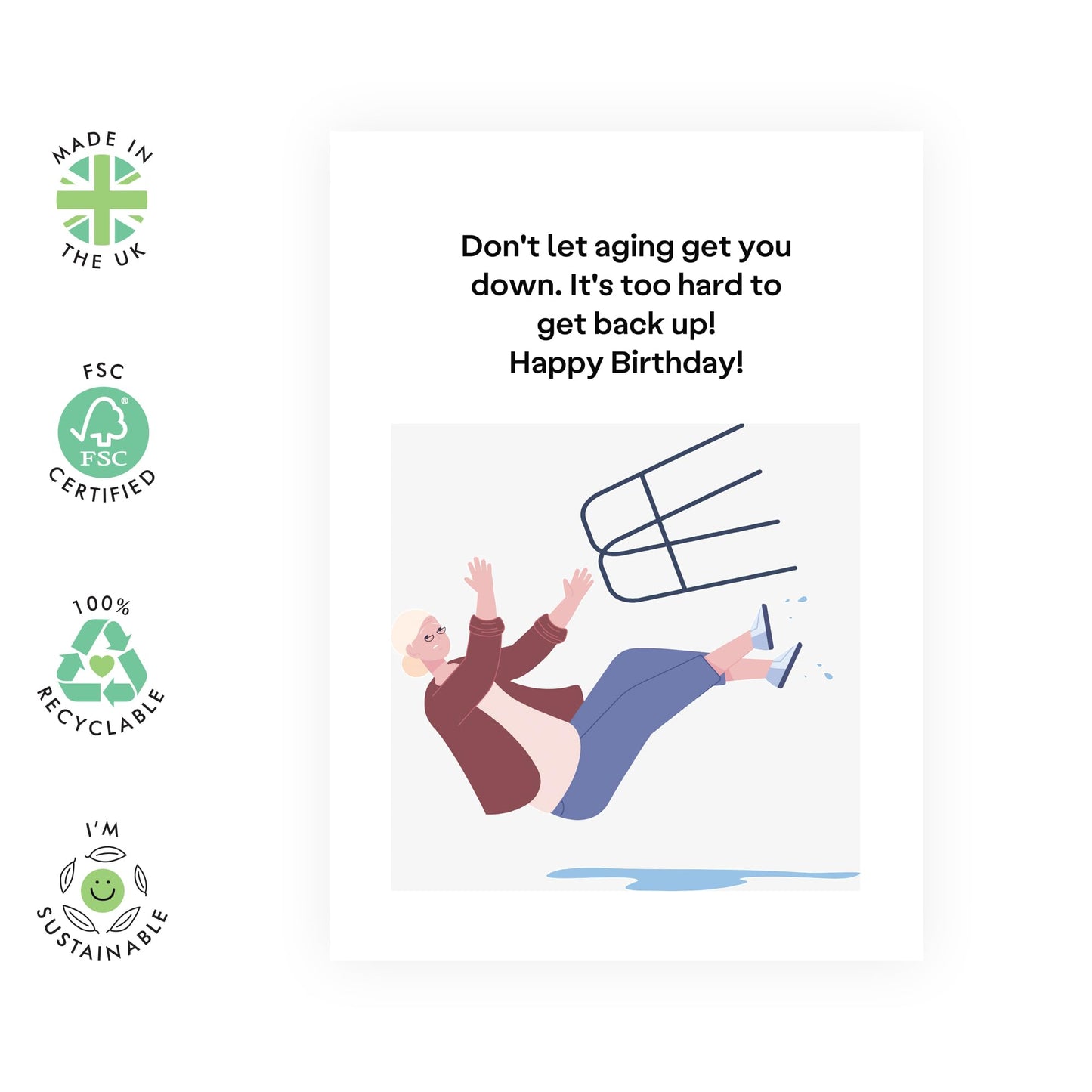 Humorous Card - 'AGEING GETS YOU DOWN?' - Perfect for Adding a Lighthearted Touch to Birthdays For Special Someone- Bring a Smile with This Fun Message - Includes Envelope and Stickers by Central 23