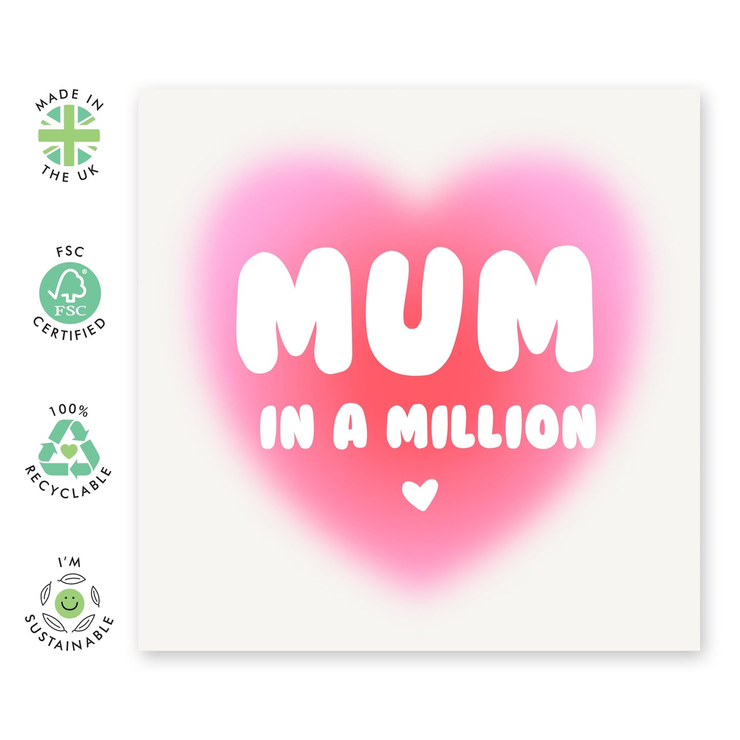 Birthday Card For Mum - Mum In A Million - Sweet Mummy Greeting Cards And Envelopes - Happy Mother's Day Cards For Women - Gifts For Her - Comes With Cute Stickers By Central 23
