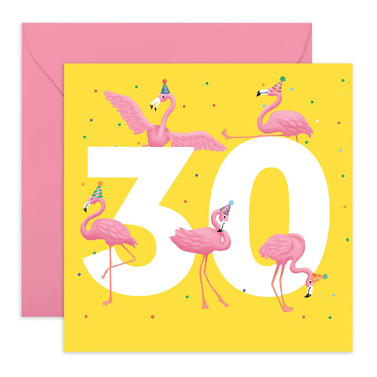 30th Birthday Card For Women - Flamingo Age 30 - Wife - Mum - Sister - Birthday Card - Happy Thirtieth Birthday Greeting Card Female Friends - Comes With Fun Stickers - By Central 23