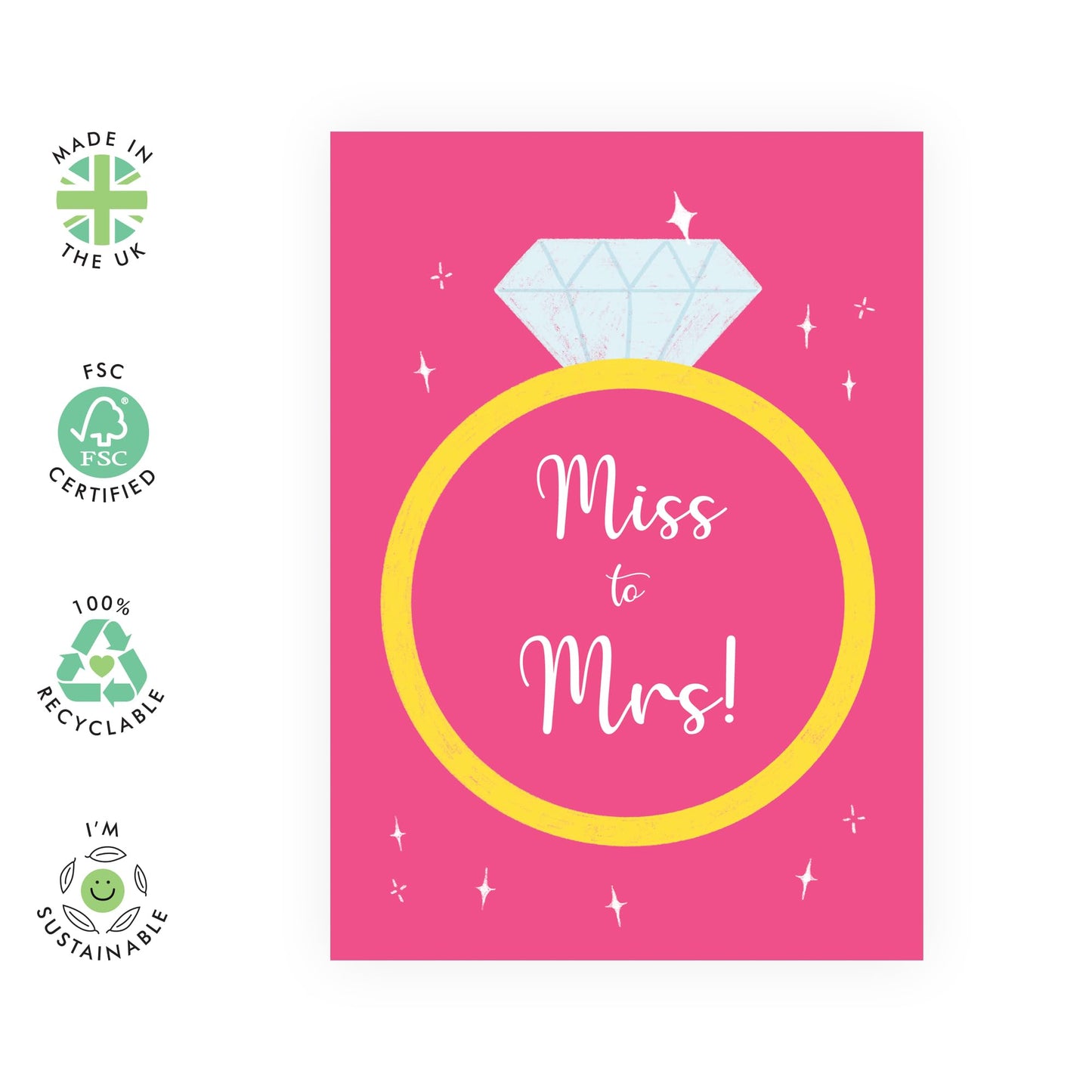 Engagement Card For Her - Miss To Mrs - Congratulations Card For Women - Congrats Gifts For Daughter Sister Friends - Love Cards For Couple Fiancee - Comes With Stickers - By Central 23