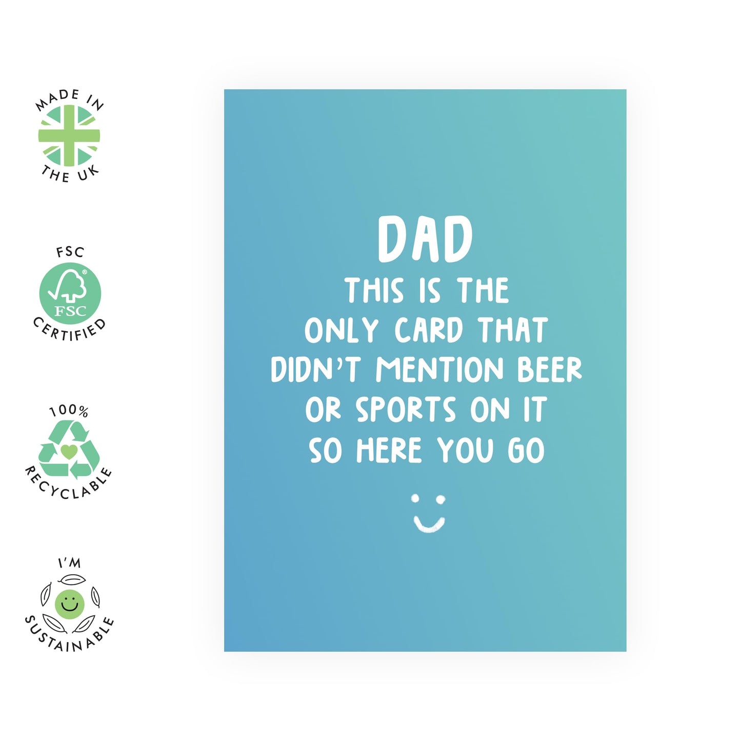 Dad Birthday Card - Didn't Mention Beer Or Sports - Humorous Birthday Cards For Men - Father's Day Card From Daughter Or Son - Gifts For Him - Comes With Stickers - By Central 23
