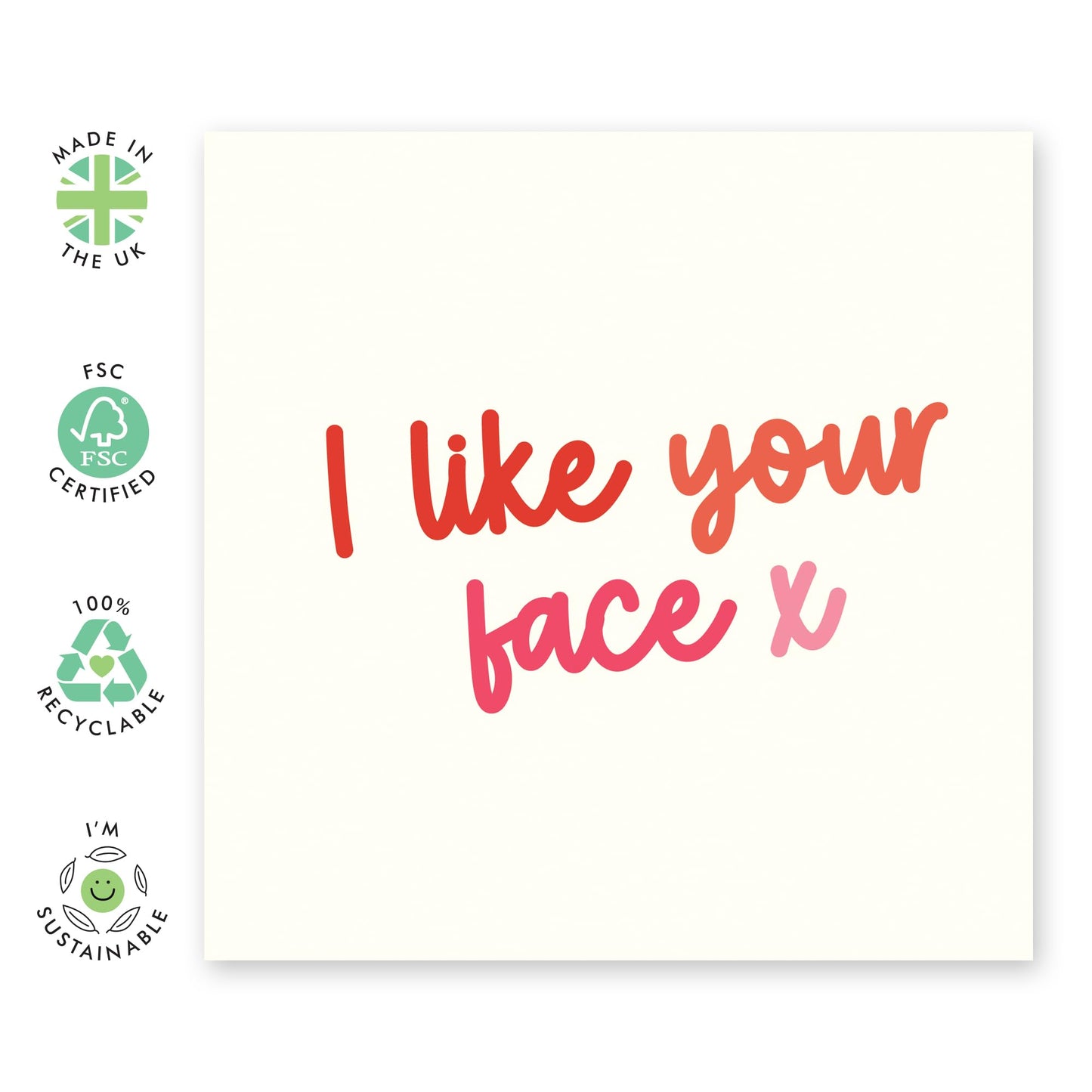 Love Cards For Him Her - I Like Your Face - Valentines Day Card Girlfriend Boyfriend - Anniversary Card Couple Fiance - Husband Wife Greeting Cards - Comes With Stickers By Central 23