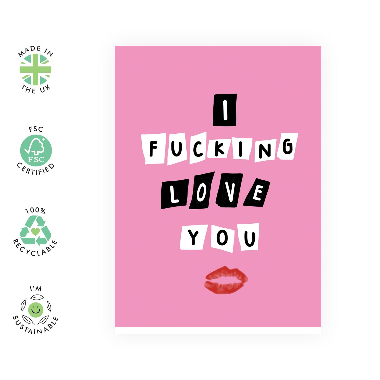 Funny Anniversary Card For Wife - I F*cking Love You - Girlfriend Birthday Cards - Rude Gifts For Women Sister Friend - Valentines Day Card For Her - Comes With Stickers - By Central 23