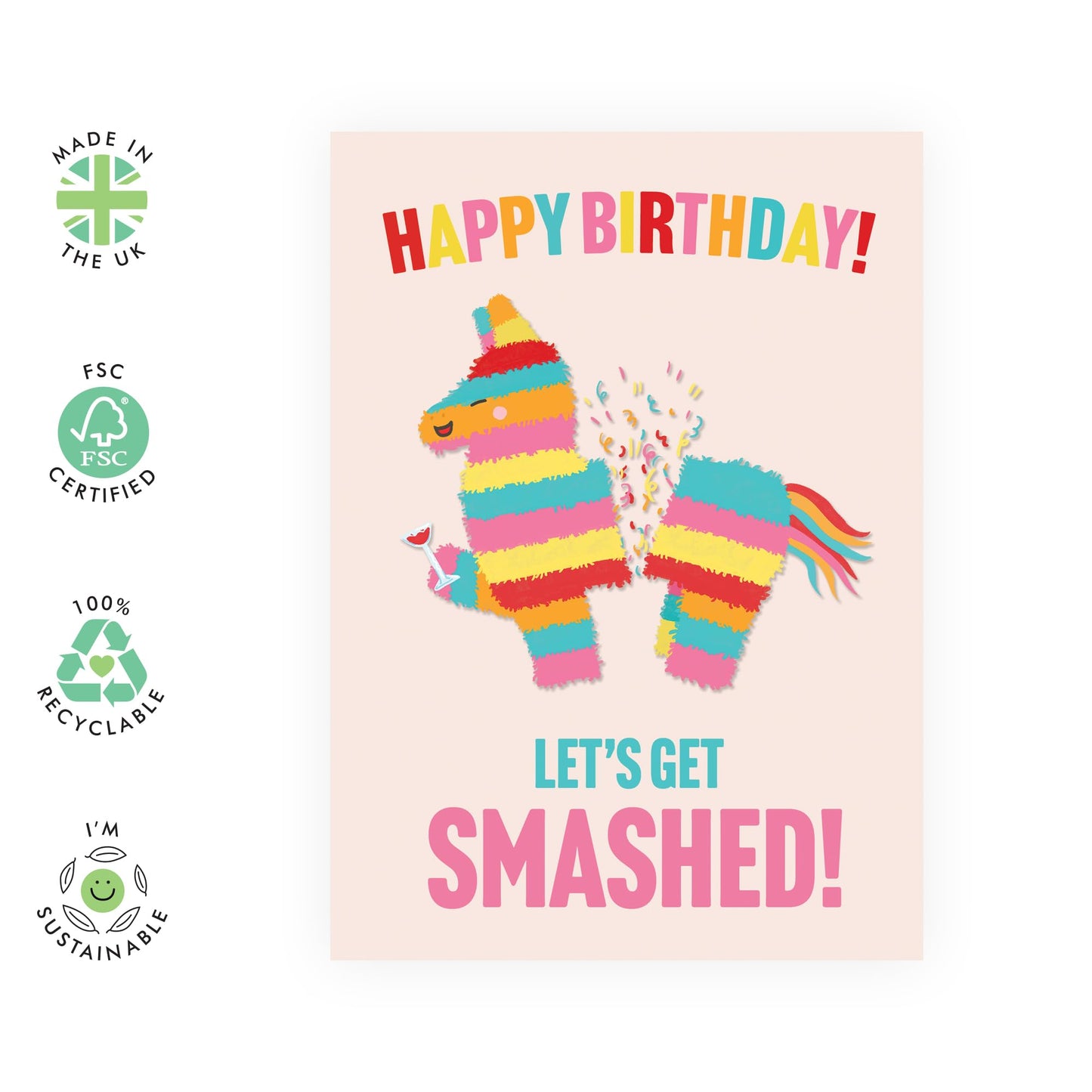 Goddaughter Birthday Cards - Birthday Pinata Lets Get Smashed - Cute Birthday Card For Her - Sweet Gifts For Daughter - Kids Teens - Boys Girls - For Friends - Comes With Fun Stickers - By Central 23