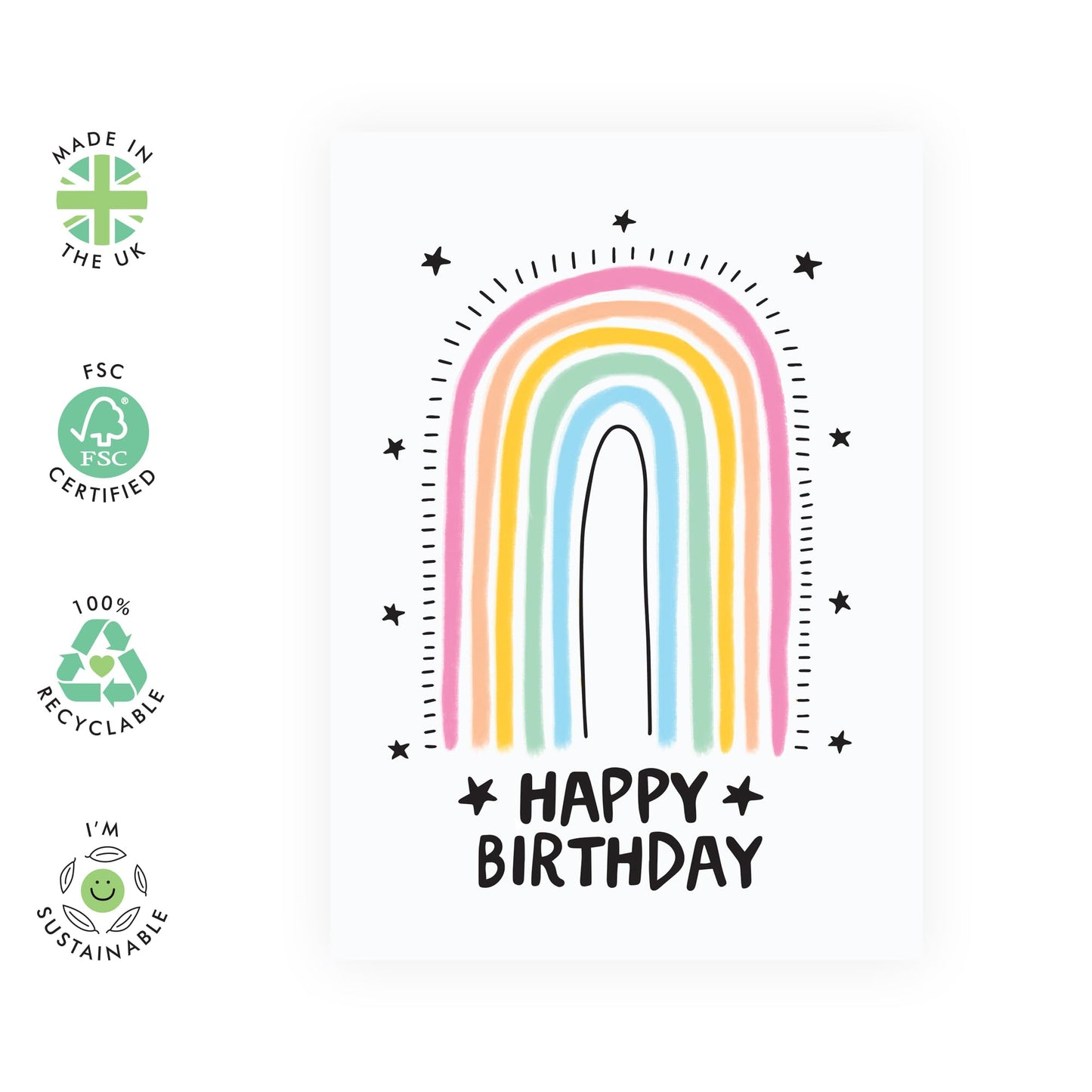 Cute Birthday Card - 'Rainbow Birthday' - Gifts for Besties, Best Friends, Children, Teens, Girls, Her, Co-worker, Sister, Grandma, Mum, Auntie - Fairytale - Comes with Fun Stickers