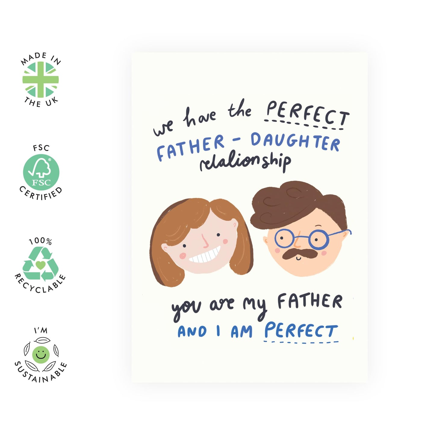 Funny Birthday Card For Dad From Daughter - Perfect Father Daughter Relationship - Father's Day Card For Dad - Gifts For Men Father Papa Pop Daddy - Comes With Fun Stickers By Central 23