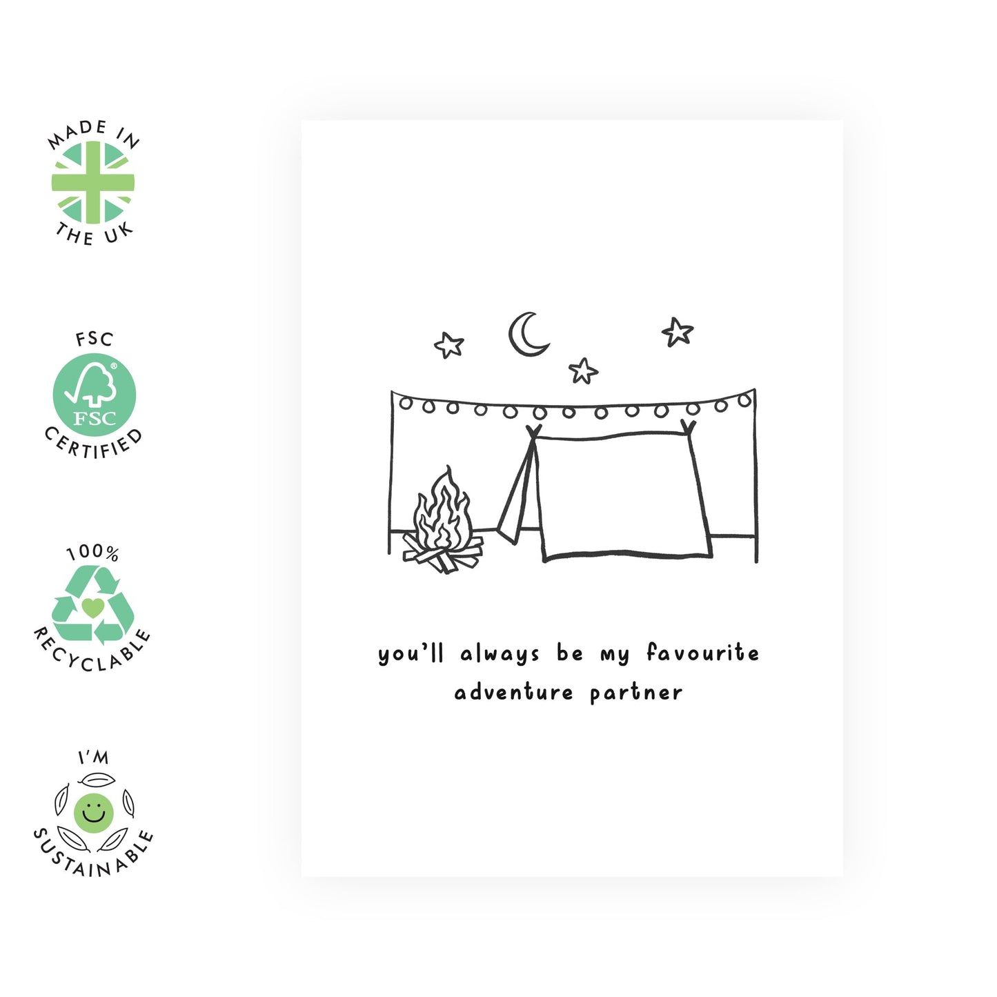 Engagement Card For Him Her - Anniversary Card For Husband Wife - Favourite Adventure Partner - UK Spelling - Valentines Day Cards For Girlfriend Boyfriend Women - Comes With Stickers - By Central 23