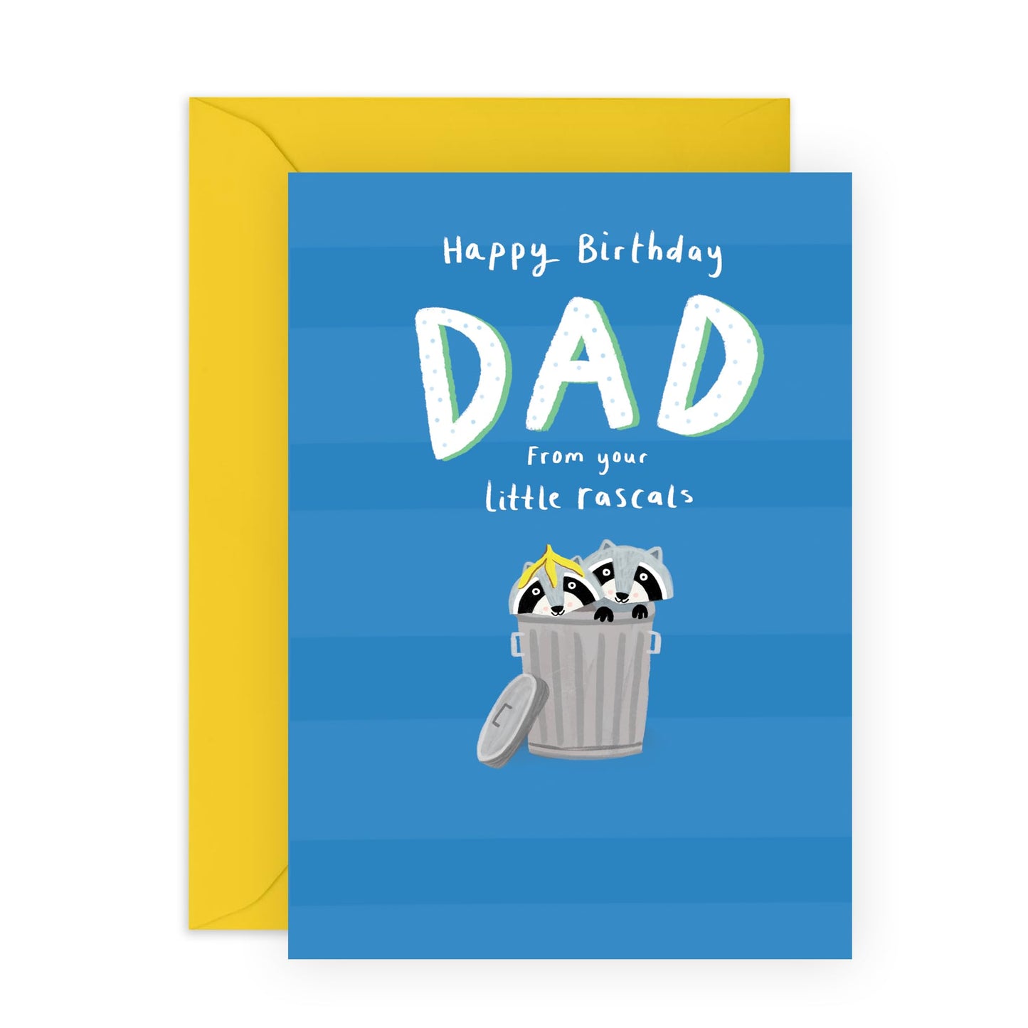 Dad Birthday Card - 'HBD Dad Raccoons' - Gift for Dad, Father, Daddy, Pops from Kids, Children, Son, Daughter - We Love You - Comes with Fun Stickers