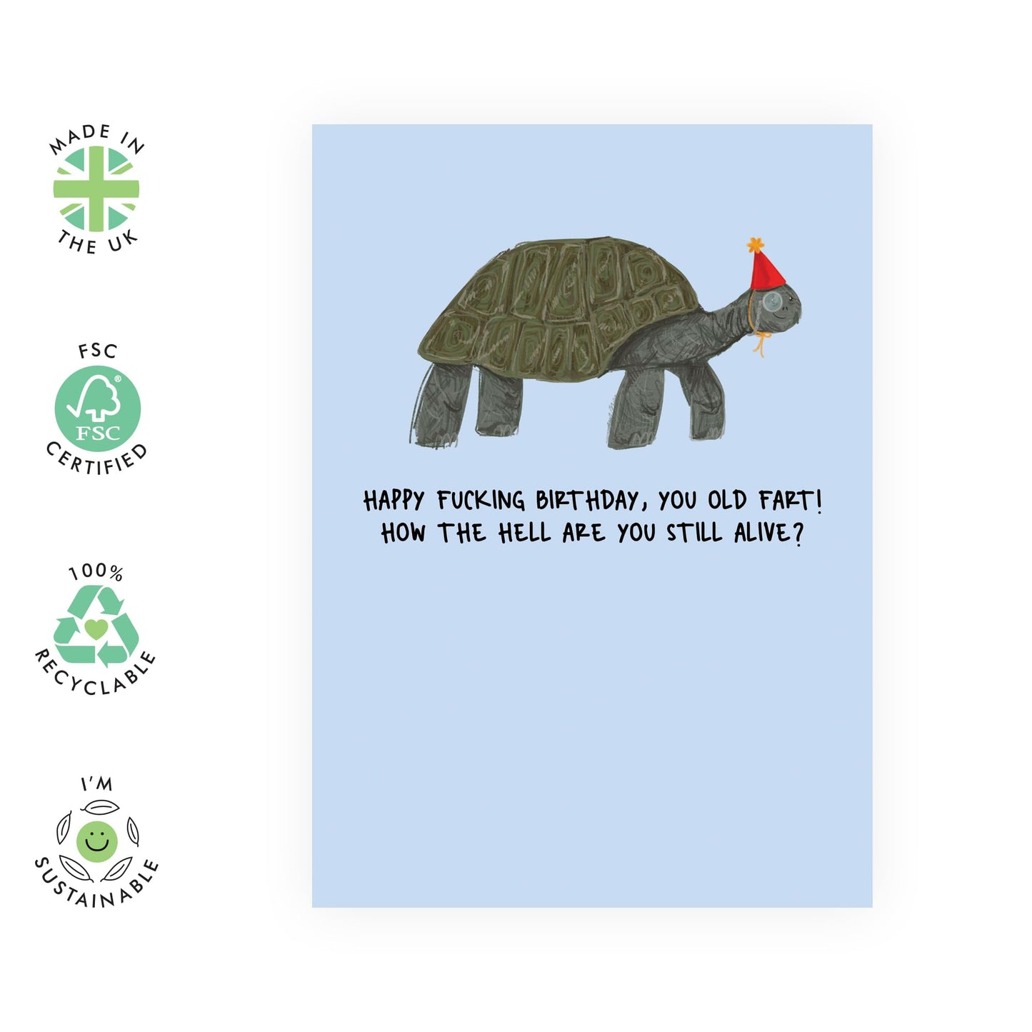 Birthday Greeting Card - 'OLD TORTOISE' - Perfect for Celebrating Wisdom and Patience - Ideal for Him, Her, Friends, Family, and Anyone Who Appreciates a Good Laugh - Comes With Stickers By Central 23