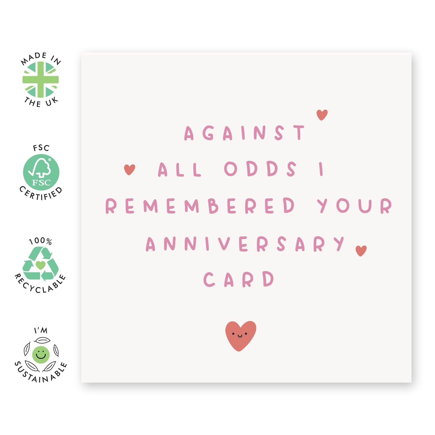 Red Anniversary Day Card - 'Against All Odds' - Gifts for Wife, Husband,Girlfriend, Boyfriend, Him, Her, Partner, Love, Darling, Babe, Sweetheart - Remembering Us - Comes with Fun Stickers