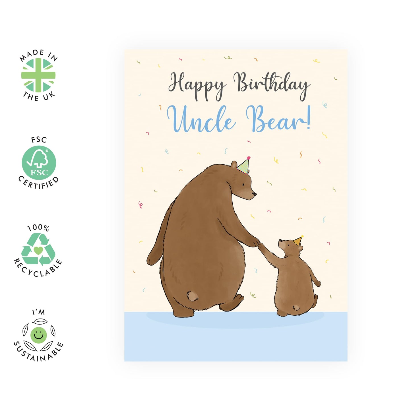 Uncle Birthday Card - Happy Birthday Uncle Bear - Hilarious Birthday Card - Funny Greeting Cards For Men - Gifts For Male - Birthday Card From Nephew Niece - Comes With Fun Stickers - By Central 23