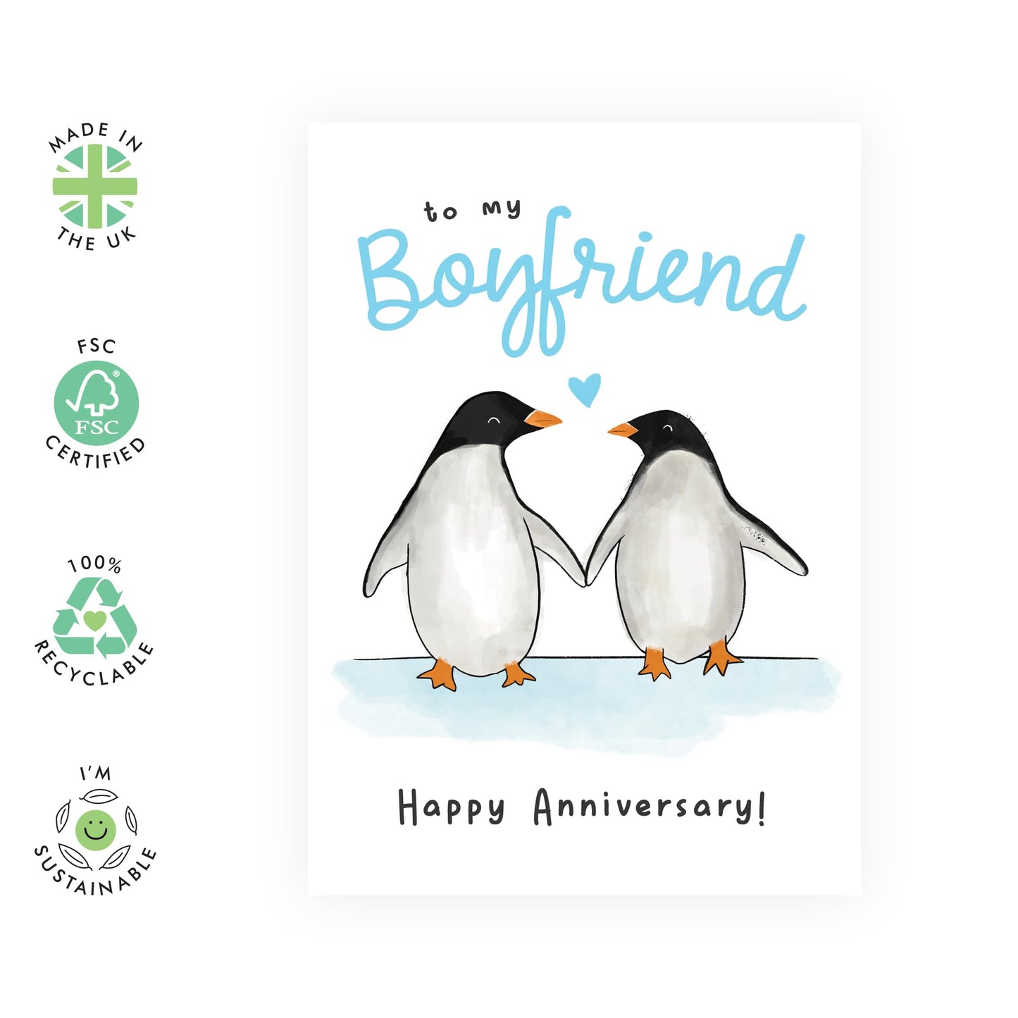 Central 23 Happy Anniversary Card For Boyfriend - To My Boyfriend - Penguin Gift For Him - Sweet Anniversary Cards For Men - Anniversary Card For Couple - Comes With Fun Stickers